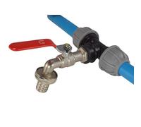 Mdpe Compression Tee with Easy Turn Lever tap Barb/Click Hose Outlet Options,fits 20mm,25mm and 32mm Water Pipe (32mm mdpe tee+Lever tap Barb)