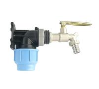MDPE Compression Wall Plate (32mm) to LOCKABLE Brass Lever Tap. 3/4" hose tail.