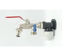 MDPE Compression Wall Plate Elbow (20mm) with 1/2" Nickel Plated Brass Double Outlet Lever Tap