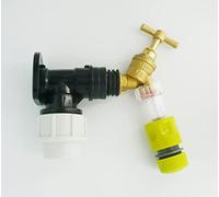 MDPE Compression Wall Plate Elbow (25mm) with 1/2" Brass Bib Tap & Fine Gauze Filter + Snap On Hose Connector