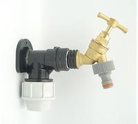 MDPE Compression Wall Plate Elbow (25mm) with 1/2" Brass Bib Tap & Male Snap On Connector