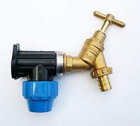 MDPE Compression Wall Plate Elbow (25mm) with 3/4" Brass Bib Tap & Hose Tail