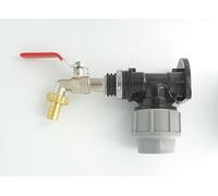 MDPE Compression Wall Plate Elbow, 32mm, with 1/2" Nickel Plated Brass Lever Tap, 1/2" Brass Garden Hose Connector