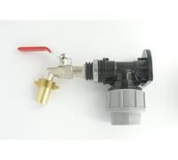MDPE Compression Wall Plate Elbow, 32mm, with 1/2" Nickel Plated Brass Lever Tap, 3/4" Brass Hose Connector