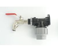 MDPE Compression Wall Plate Elbow, 32mm, with 1/2" Nickel Plated Brass Lever Tap, Snap On Connector, Silver