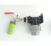 MDPE Compression Wall Plate Elbow with 1/2" Nickel Plated Brass Lever Tap and Snap On Connector, 32mm