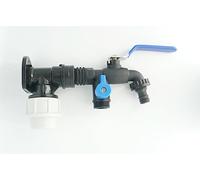 MDPE Compression Wallplate Elbow (25 mm) to Polypropylene cased Brass Lever tap with Twin outlets