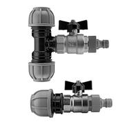 mdpe Compression Water Supply Pipe Fitting to Metal Butterfly Valve-Universal Click-Lock Hose Connection kit,for 20mm,25mm or 32mm Pipe (25mm tee)