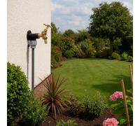 Mdpe Wall Flange 20mm With Brass 1/2" Bib Tap And Barb Outlet Complete Garden Water Connection Kit