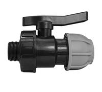 MDPE Water Supply Pipe Compression Flow valves-Male/Female bsp Thread Removable Handle for Safety-Ideal for Irrigation Systems (32mm Compression - 1" bsp Male)