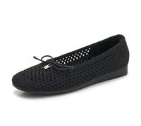Mdrcg Breathable Knit Mesh Flats for Women, Bow Knot Slip-On Wedge Heel Flat Shoes, Comfortable Casual Work Office Dress Shoes,Black,5