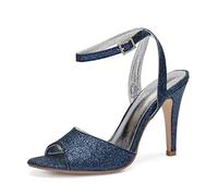 Mdrcg Pointed Toe Ankle Strap High Heels,Block Heels,Fashion Stilettos,Damen High Heels,Wide Fit Heels,Open Toe Lace Up,Party Shoes for Women,Wedding,Evening,Prom,dark blue,39