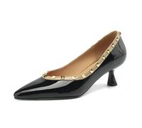 Mdrcg Womens 5.5 CM Heels Mid Heel Pointed Toe Dress Slip on Patent Leather Pumps Court Shoe Cute Casual Office Basic Classic,Black,2