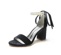 Mdrcg Women's Ankle Strap Dress Heeled Sandals for Low Chunky Block Heels,Black,5