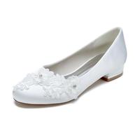 Mdrcg Womens Bridal Heels,Open Toe Lace Up,Low Heels,Fashion Stilettos,Block Heels,Wide Fit Heels,Party Shoes for Women,Evening,Prom,Sandals,White,3