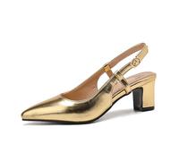 Mdrcg Women's Court Shoes Slingback Ladies Spointed Toe Evening Party Classic Stiletto High Heel Closed Toe Pumps,Gold,7
