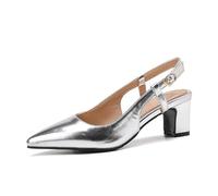 Mdrcg Women's Court Shoes Slingback Ladies Spointed Toe Evening Party Classic Stiletto High Heel Closed Toe Pumps,Silver,3.5