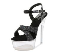 Mdrcg Women's Platform Sandal Heels With Ankle Strap Sexy Pole Dance High Heel Shoes 14cm Stiletto for Exotic Dancers,Black,8.5