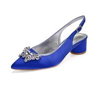 Mdrcg Women's Sexy Pointed Toe Heel,Block Heels,Fashion Stilettos,Wide Fit Heels,Open Toe Lace Up,Low Heels,Wedding,Party,Evening,Prom,blue,40