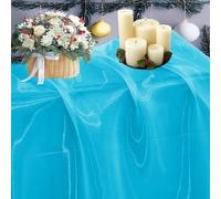 MDS Christmas Organza Fabric 10 Yards, 44" Wide, Sheer Shimmer Crystal Tulle Cloth for New Year Party Decor, Thanksgiving, Gift Wrapping, Crafts DIY Sewing, Backdrop, Wedding Drapes - Turquoise