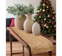 MDS Pack of 1 Handwoven Rectangle Jute Braided Table Runner 13 x 36 Inch, 100% Natural Reversible Farmhouse Rustic Vintage Dining Table Runner for Home Decor, Kitchen, Indoor & Covered Door Entrances