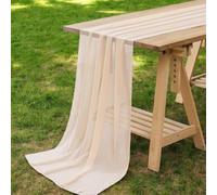 MDS Pack of 10 | Champagne Gold | 14ft Chiffon Table Runner 29x170 Inches Long Romantic Rustic Sheer Gauze Runner for Wedding Bridal Shower Birthday Banquets Engagement Spring Easter Boho Decorations