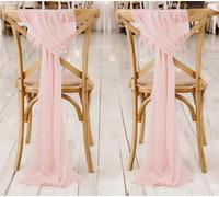 MDS Pack of 10 Chiffon Chair Sashes Bows for Fall Thanksgiving Halloween Christmas Party Home Decorations, Wedding Chair Sashes fits Banquet Chair Cover Tie Back Band - Dusty Rose
