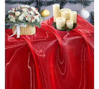 MDS Pack of 10 Yard Sheer Organza Fabric for Wedding Party Home Event Banquet Decorations, Backdrop Curtain Craft Dress Sewing Fashion DIY Crystal Organza Tulle Fabric Bolt 44” Wide - Red