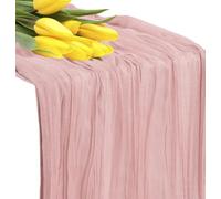 MDS Pack of 12 Cheesecloth Table Runner 17x108 Inch Long, Gauze Cheese Cloth Table Runner for Wedding Party Birthday Bridal Shower Farmhouse Garden Boho Rustic Table Decoration - Blush Pink