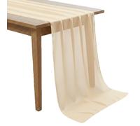 MDS Pack of 2 | Champagne Gold | 14ft Chiffon Table Runner 29x170 Inches Long Romantic Rustic Sheer Gauze Runner for Wedding Bridal Shower Birthday Banquets Engagement Spring Easter Boho Decorations