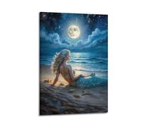 MDSAFPLAE Beautiful Mermaid on The Beach Poster Poster Decorative Painting Canvas Wall Posters And Art Picture Print Modern Family Bedroom Decor Posters 20x30inch(50x75cm)