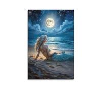 MDSAFPLAE Beautiful Mermaid on The Beach Poster Poster Decorative Painting Canvas Wall Posters And Art Picture Print Modern Family Bedroom Decor Posters 12x18inch(30x45cm)