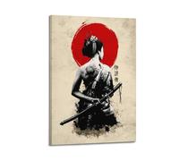 MDSAFPLAE Japanese Geisha Warrior Poster Poster Decorative Painting Canvas Wall Posters And Art Picture Print Modern Family Bedroom Decor Posters 12x18inch(30x45cm)