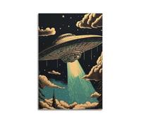 MDSAFPLAE UFO in The Night Sky Poster Poster Decorative Painting Canvas Wall Posters And Art Picture Print Modern Family Bedroom Decor Posters 16x24inch(40x60cm)