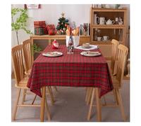 MDSIOKHJ Christmas Table Cloth Christmas tablecloth Green Plaid Photo Atmosphere Resort Home Textile New Year table cover for Family Gathering Restaurant(Red plaid,60X60CM)