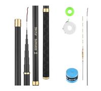 MDSIOKHJ Fishing Rod Super Light Hard Fishing Rod 98% High Carbon Fiber Telescopic Black Handle Stream Pole 2.7M-10M Travel Carp Rod(Black,3.6M)