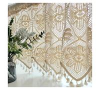 MDSIOKHJ Short Curtains Hollow Crochet Short Curtain For Small Window Rustic Floral Half Drape Cabinet Bottom Tassel Porch Blinds for Bedroom(W150xH38CM)