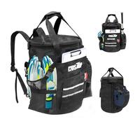 MDSTOP Baseball Bucket Bag, Baseball Coach Accessories Storage Pouch, Softball Bucket Bag, Non-slip Bottom, Multiple Pockets for Bats, Caps, Water Cups, Gloves and Scoreboards (Black Camo)