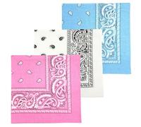 MDSTYLE 3 PCS Extra Large Bandanas 27” x 27” 100% Cotton for Men & Women Paisley Handkerchief Headband Scarf Jumbo Bandana, Pink/Light Blue/White, XL