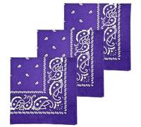 MDSTYLE 3 PCS Extra Large Bandanas 27” x 27” 100% Cotton for Men & Women Paisley Handkerchief Headband Scarf Jumbo Bandana, 3pcs Purple, XL