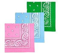 MDSTYLE 3 PCS Extra Large Bandanas 68.5 x 68.5 100% Cotton for Men & Women Paisley Handkerchief Headband Scarf Jumbo Bandana (Pink/Light Blue/Green)