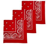 MDSTYLE 3 PCS Extra Large Bandanas 68.5 x 68.5 100% Cotton for Men & Women Paisley Handkerchief Headband Scarf Jumbo Bandana (Red 3 Pcs)