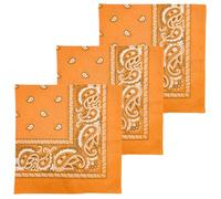 MDSTYLE 3 PCS Extra Large Bandanas 68.5 x 68.5 100% Cotton for Men & Women Paisley Handkerchief Headband Scarf Jumbo Bandana (Orange 3 Pcs)