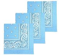 MDSTYLE 3 PCS Extra Large Bandanas 68.5 x 68.5 100% Cotton for Men & Women Paisley Handkerchief Headband Scarf Jumbo Bandana (Light Blue 3 Pcs)