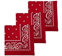 MDSTYLE Extra Large Bandana 27” x 27” 100% Cotton for Men & Women Paisley Handkerchief Headband Scarf Jumbo Bandanas, Dark Red 3pcs, XL