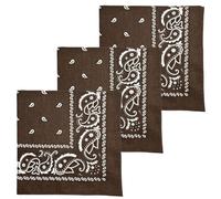MDSTYLE Extra Large Bandana 27” x 27” 100% Cotton for Men & Women Paisley Handkerchief Headband Scarf Jumbo Bandanas, Brown 3pcs, XL