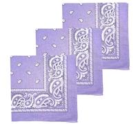 MDSTYLE Extra Large Bandana 27” x 27” 100% Cotton for Men & Women Paisley Handkerchief Headband Scarf Jumbo Bandanas, Lavender - 3 Pack, XL