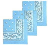 MDSTYLE Extra Large Bandana 68.5cm x 68.5cm 100% Cotton for Men & Women Paisley Handkerchief Headband Scarf Jumbo Bandanas (Light Blue 3pcs)