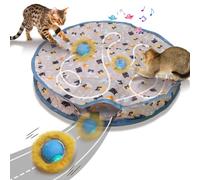 Mdupw Rechargeable Electric Cat Toys, Hide and Seek Kitten Toy, Chirping & Motion Activated Interactive Cat Toy, Hiding Cover Exercise Toy for Indoor Cats/Kitty/Kittens