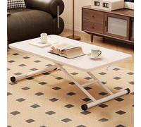 MDXHKK Retro Living Room Foldable Table, with Thickened Desktop Liftable Coffee Table, Multi-color Movable Coffee Table, Easy to Store And Stable Side Table, 90/100/120cm,100 * 60cm,White